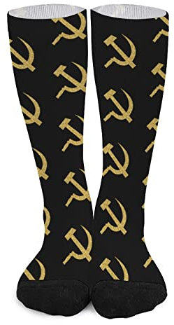 FWJZDSP Hammer und Sichel UdSSR Hohe Strümpfe Bedruckte Schlauchsocken Farblich passende Socken Sport Warm für Unisex