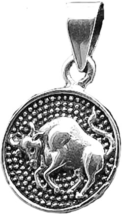 Kiss of Leather Ciondolo con segno zodiacale Toro in argento sterling 925 Si. 443, Argento sterling