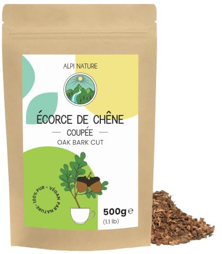 Alpi Nature Eichenrinde 500g, Eichenrinde geschnitten, Eichenrindentee | Tee lose, Kräutertee, loser Tee zur Teezubereitung