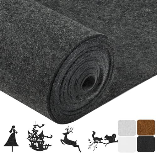 POFIBO Filzstoff Meterware 40cm x 250cm x 3mm Filzmatten zum Zuschneiden Filzrolle DIY Filz zum Basteln Filzplatten Filzunterlage für Möbel Aufbewahrungstasche Nähen Untersetzer Handwerk Dekoration