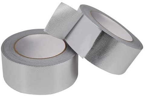 BITHAI 2pcs Glass Fibre Aluminium Foil Adhesive Tape, Duct Insulation Tape High Temperature Heavy Duty Metal Tape Reinforced Aluminum Foil Tape Waterproof Tape, Silver 30mm*20m (30mm*20m)