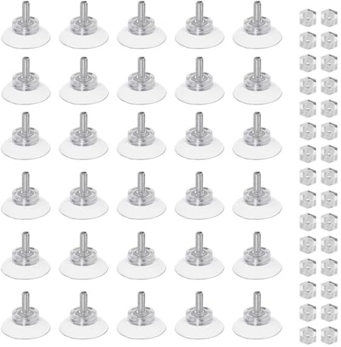 0XBIT Saugnäpfe mit Rändelmutter, 30 Stück Transparente Saugnäpfe, mit 30 Muttern, Multifunktional M5 Saugnäpfe für Fenster, Spurlose Demontage, für Fenster, Spiegel, Fliesen