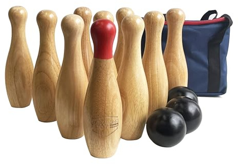 Set di birilli in legno con borsa per il trasporto (naturale, 26 cm di altezza)