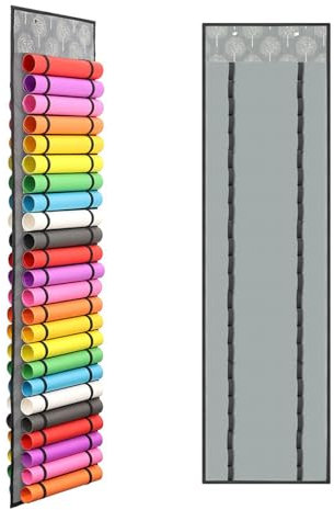 Yolispa Portarrollos de vinilo con 48 compartimentos – Organizador de almacenamiento para papel de regalo y transferencia de calor – Soporte artesanal en puerta