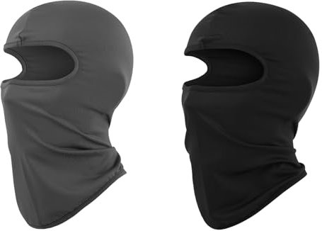 2 Stücke Sturmhaube Kinder,Fahrradmütze unter Helm,Balaclava Kinder,Sturmmaske Schwarz,Sturmhaube Schwarz,Cool Fahrradmütze unter Helm,Dünn Balaclava UV Sturmmask für Jungen Mädchen Schwarz und Grau