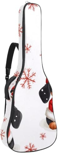 Gitarrentasche in voller Größe, wasserdichte Gitarren-Abdeckung, Tragetasche für akustische klassische E-Gitarren, niedliche Weihnachtsbäume, nahtlos auf weißem Hintergrund, Mehrfarbig 04,