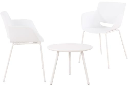 CLP Gruppo di sedute Minota per Il Giardino I Set di Tavolo Minot e sedie Alpena I Set da Esterno Resistente alle intemperie e ai Raggi UV I Mobili da Giardino, Colore:Bianco, Contenuto del Set: