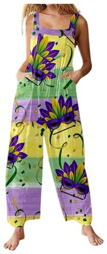 111 Jumpsuit für Damen, Urlaub, Valentinstag, weites Bein, verstellbarer Riemen, Grafik, ärmellos, Übergröße, Strampler Eigenschaften: Umstands-Jumpsuits für Frauen, rose gold, S