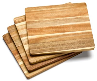 iWerk® – 4er-Bundle Schneidebretter aus Akazie 25 × 29 cm | 4 x Große Küchenbretter aus Nachhaltigem Akazienholz | Geölte Schneidebretter aus Holz für Küche & Gastro