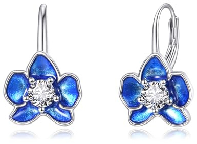 Orkidé örhängen sterlingsilver orkidé kreoler blomma smycken gåvor för kvinnor, Sterlingsilver, Ingen ädelsten