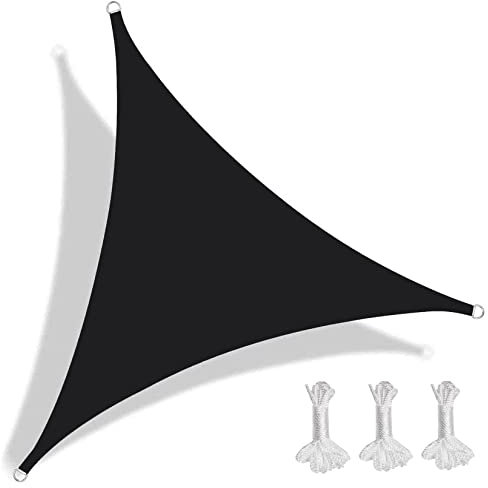 YCNLYSSR Vela ombreggiante Impermeabile, Triangolare, 5x5x5m, Antivento, Impermeabile, Resistente all'Acqua, per Esterni, per Veranda, Patio, Cortile, Balcone, Nero.
