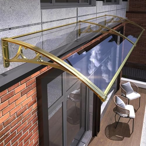 YVYKFZD Marquesina para Puertas Entrada, Tejadillo de Protección Toldo Cubierta de policarbonato, Toldo Refugio Marquesinas Exterior con Soporte Des Aluminio(Transparent,80x170cm/31 x67)
