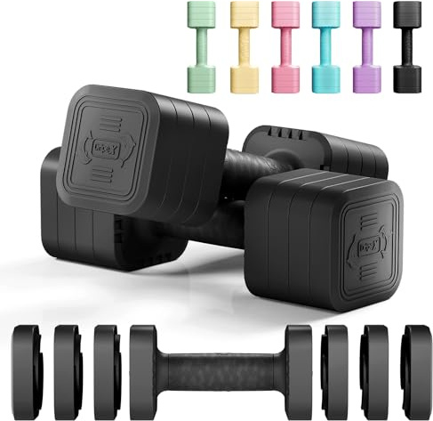 Dripex Hanteln Set 2,5kgx2 und 5kgx2 oder 7,5kgx2, Verstellbare 6 Hantelplatten mit Einem Gewicht von 0,25 kg oder 0,5 kg oder 0,75 kg für Frauen und Männer für Home Gym