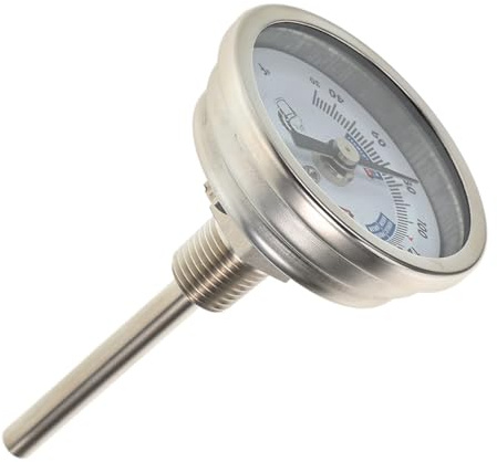 VERDANVERSE Termometro Per Vino in Acciaio Inossidabile Termometro Filettato Per Fermentazione Misuratore Temperatura Portatile Per Produzione e Vinificazione