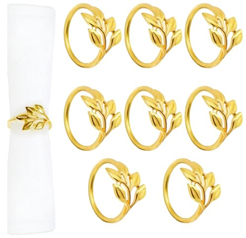 ZORVYN 8 Pezzi Anelli per Tovaglioli Design a Doppia Spirale, Fermatovaglioli in Metallo, Elegante Semplicità per Feste, Matrimoni, Eventi (Oro)