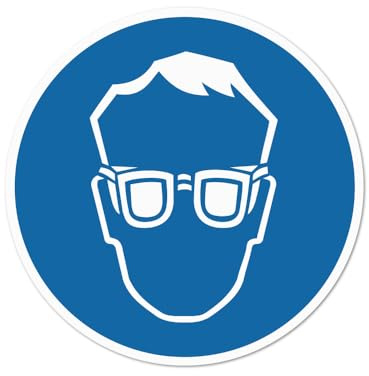 Hinweisschild „Schutzbrille tragen“ – genormt nach DIN EN ISO 7010 & ASR A1.3 (2013) – Alu-Dibond, Aufkleber, Reflektorfolie oder Magnetschild – verschiedene Größen (Aufkleber, Ø 30 cm)