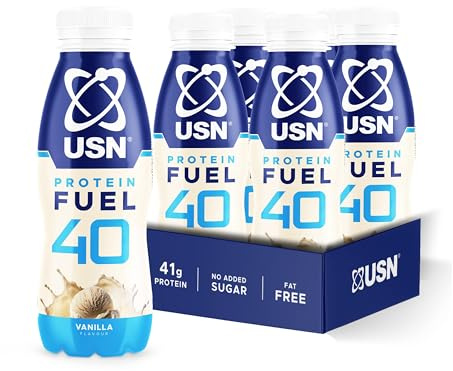 USN Protein Fuel 40 Ready-to-Drink I Vanilla I 6 x 500ml | 41g High Protein | 236kcal | Fat Free | No Added Sugar | Instant Gym Recovery Milkshake | Lean Muscle Builder Active Drink