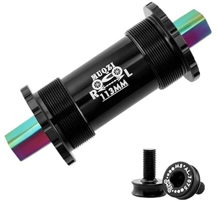 Zpengtai Movimento Centrale Perno Quadro Movimento Centrale Bici Manovella Quadrata Cuscinetto in Ceramica Set da Strada 103/107/110/113/119/122mm(Black - 113mm)