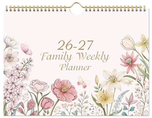 Calendrier familial 2026-2027 – Calendrier 2026-2027 de juillet 2026 à août 2027, planificateur familial hebdomadaire avec 6 colonnes, liste de tâches, listes de courses et poche arrière, grand format