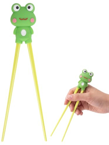 Training Chopsticks , Rebound Beginner Chopsticks, Reusable Non-Slip Heat-Resistant Learning Chopstick for Noodles Ramen Eating Tools (Frog Green)