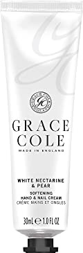 Grace Cole White Nectarine & Pear Moisturising Hand and Nail Cream 30ml - Essential Oils - Vegan and Cruelty Free, No SLS or Parabens - Made In England