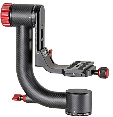 JUSINO Karbon Gimbal Head GH-20C, großer Kardankopf für Kameras mit Teleobjektiv, 15kg Tragfähigkeit, mit gepolsterter Schultertasche