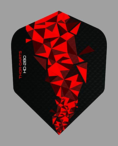 THOR-DARTS 27 rote 150 Micron Ultra Strong Darts Flights HD-280 F2 schwarz-rot extra Lange haltbar (extra Strong red 150mic, vergleichbar Rhino+ oder Pentathlon HD150) (27)