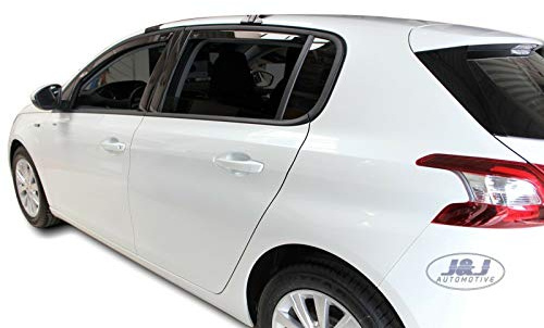 J&J AUTOMOTIVE Heko Déflecteurs d'air et de Vent pour Peugeot 308 5P. Berline 2014-2021, Lot de 4pcs, Teintés, Avant et Arrière, Aérodynamique