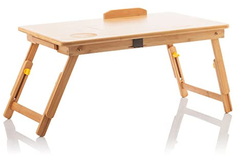 InnovaGoods Klappbarer Beistelltisch, für Sofa und Bett, höhenverstellbarer schreibtisch, Sicherheitsbügel, Leicht zu Verstauen, ideal para laptop, notebook schreibtisch zubehör. 53,5x21-27x34 cm.