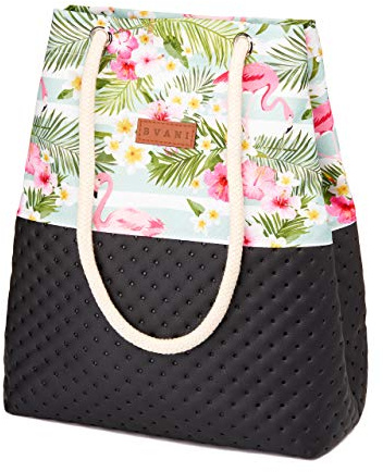 Bvani Große Damen Shopper Tasche zum Einkaufen Reisen Arbeiten Schule - Tote Bag (Rosa Flamingos Punkte)