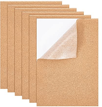 BENECREAT 6 Stück A4 Selbstklebende Korkplatten, 4mm Dick Korkplatten | Pinnwand Kork, Rechteck Untersetzer Kork Backing Sheets Für Die Wanddekoration, Party, Fußböden, Fotowand 30x21cm