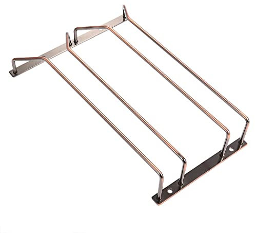 Dianoo 30.5cm Bronze Wine Glass Rack Under Cabinet, Wine Glass Holder Gold Under Shelf, Stemware Rack, Wine Glasses Storage Hanger, 2 Rows