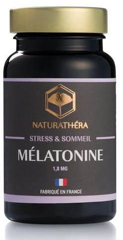Naturathéra MÉLATONINE 1,8MG - Dosage fort - Complément Alimentaire Réveils Nocturnes Insomnies Difficultés d'endormissement - 30 Gélules - Fabriqué en France - Vegan - Sans Additifs Allergènes OGM