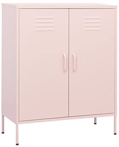 Aktenschränke Schrank Stahl Stahlblech Lagerschrank Aktenschrank Büroschrank Werkzeugschrank mit 2 Türen und 2 Höhenverstellbaren Regalfächern, Leichte Montage, 80x35x101,5 cm Rosa