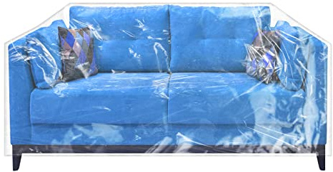 Wokire Plastic Loveseat Cover - 84 W x 40 D x 36 RH x 18 FH - Heavy Duty Vinyl, Waterproof, Slipover - Protects Pets Scratches
