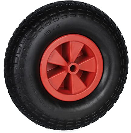 Relaxdays Schubkarrenrad in Schwarz/Rot Rueda Carretilla 4.00-6, Goma, Llanta Plástico, Neumático Repuesto Carro, Antipinchazos, máx 100kg, Negro/Rojo, 33 x 9 cm