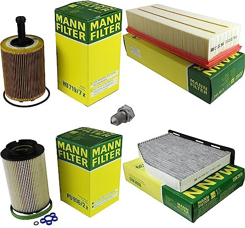 EISENFELS Filter Set Inspektionspaket erstellt mit MANN-FILTER Ölfilter HU 719/7 x, Luftfilter C 35 154, Kraftstofffilter PU 936/2 x, Innenraumfilter CUK 2939, Verschlussschraube