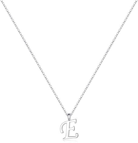TINGN Halskette Damen Silber 925, Silberkette mit Buchstaben E Kette Silberkette Intialen Kette Damen Mädchen Personalisierte Kette mit Buchstaben Anhänger Modeschmuck für Frauen und Mädchen Geschenke