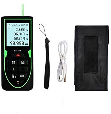 Samnuerly Équipement d'arpentage, télémètre Laser 100 m 50 m Ruban de mètre de Distance Laser Outil de Mesure de télémètre Infrarouge (Recharge Verte 100 m X)