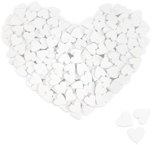 com-four® 200x Mini-Herz als Streudeko, weiße Holz-Herzen zum Basteln | Holz-Streuschmuck als Tischdekoration - Tischschmuck für Hochzeit & Party