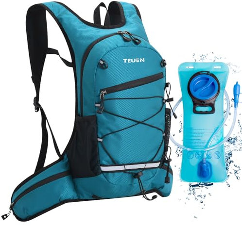 TEUEN 10L Trinkrucksack mit 2L Trinkblase, Ultraleicht Trail Rucksack Hydration Pack Fahrradrucksack für Laufen, Camping, Wandern, Marathoner,Angeln