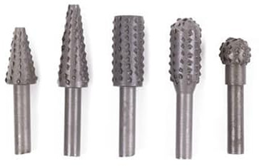 Bohr Raspel 5-teilig, Gratraspel 6mm 1/4 Zoll Schaft, Feile, Holzfräser, Holzraspel Kunststoff, Metall - schleifen polieren formen - Kugel, Zylinder, Oval, Kegel für Bohrmaschine