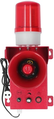KELFEEAO Sirène Industrielle, Alarme Sonore Et Lumineuse Forte avec Stroboscope LED AC110V 120db, Sirène Extérieure, Alarme De Klaxon, Voyant D'avertissement Intérieur (Prise UE 220V)