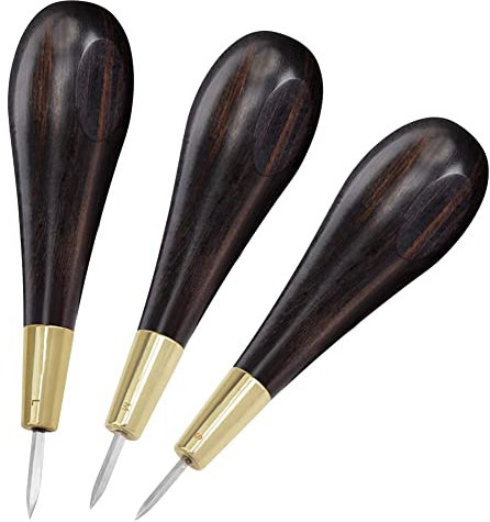 Cetfuro Punteruolo per Cuciture A Forma di Diamante Strumenti per Cucire Fatti A Mano Cucitrice Fai-da-Te Taper Manico in Legno Nero