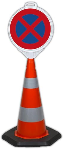 UvV ECOSign Leitkegel, Warnkegel mit Schild PVC 70 cm >3.5 kg schwer reflektierend (Absolutes Halteverbot VZ-283)