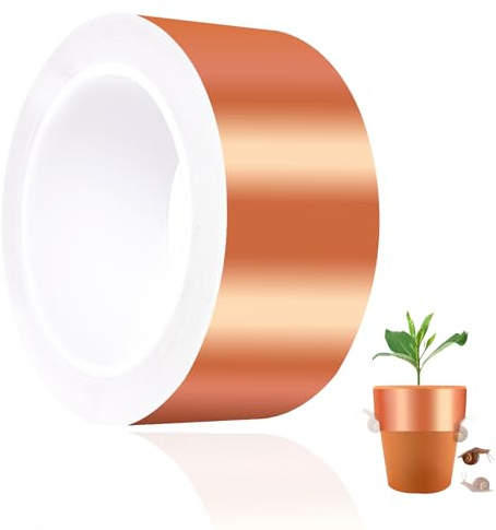 Werownsgso 50 mm x 20 m Kupferband gegen Schnecken, selbstklebendes Schneckenabwehrmittel, Kupferband Schnecken,Schneckenschutz Hochbeet für Gärten Hochbeetpflanzen, Schneckenzaun (50mm*20m)