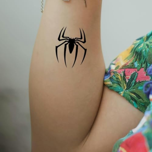 Fake Tattoo Spinnen – Temporalis® | Temporäre Tattoos für Erwachsene – EU-zertifizierte Kosmetik, vegan & wasserfest – Hält 1 bis 2 Wochen [ Detailreiche Spinne ]