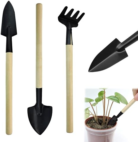 di Mini Utensili da Giardino - Rastrello, Paletta da Giardiniere e Vanga - Per Seminare, Bonsai e Piantine
