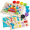 zhongko Wooden Peg Board Game, Sorter Game Educational Toys, Rainbow Clip Bead Puzzle, Rainbow Balls in Cups for Toddler Kids