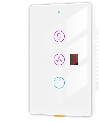 Faeymth Tuya Smart WiFi Fan Light Switch Touch Wall Panel Voice Control APP Remote Control Work for Home Easy Install A